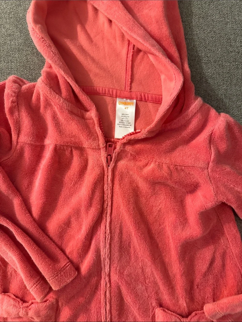 5/$15- Coral Hooded Girls Zip-Up Dress Jacket